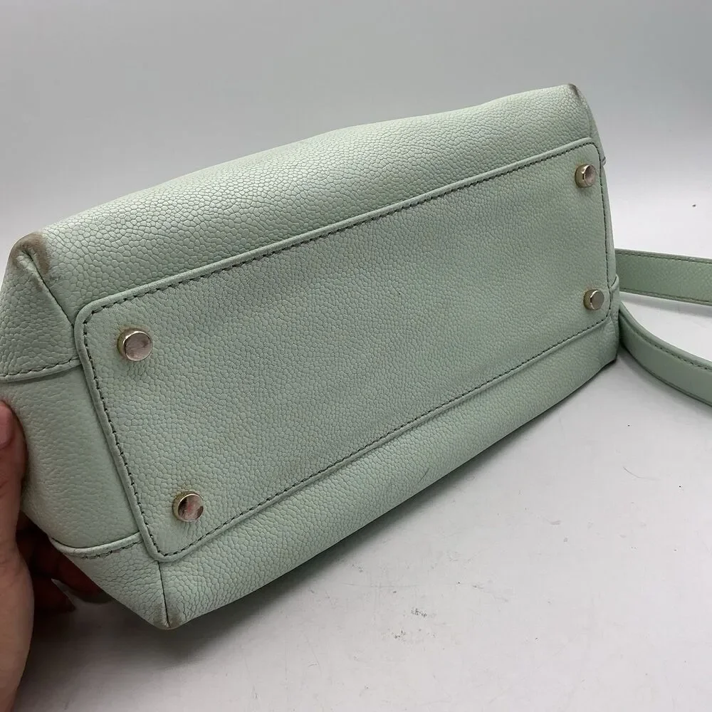 Kate Spade Mint Green Pebbled Leather Shoulder Crossbody Bag Chain Strap